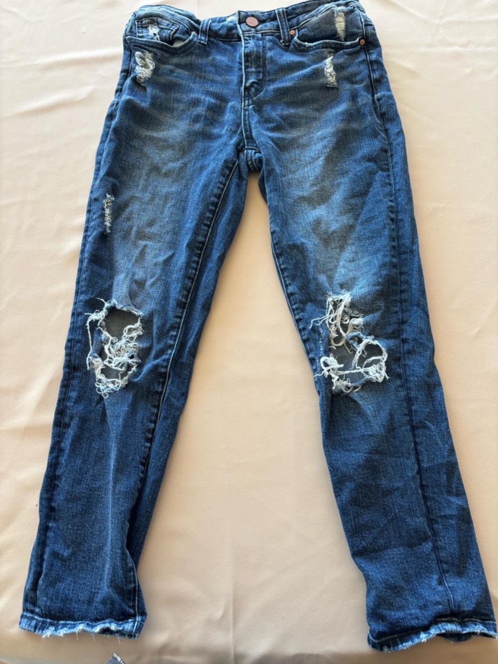 BKE Women's Dark Blue Ripped Skinny Jeans